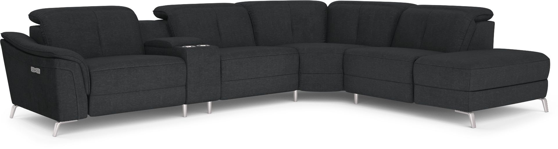 Turano Midnight 6 Pc Dual Power Reclining Sectional - Image 3