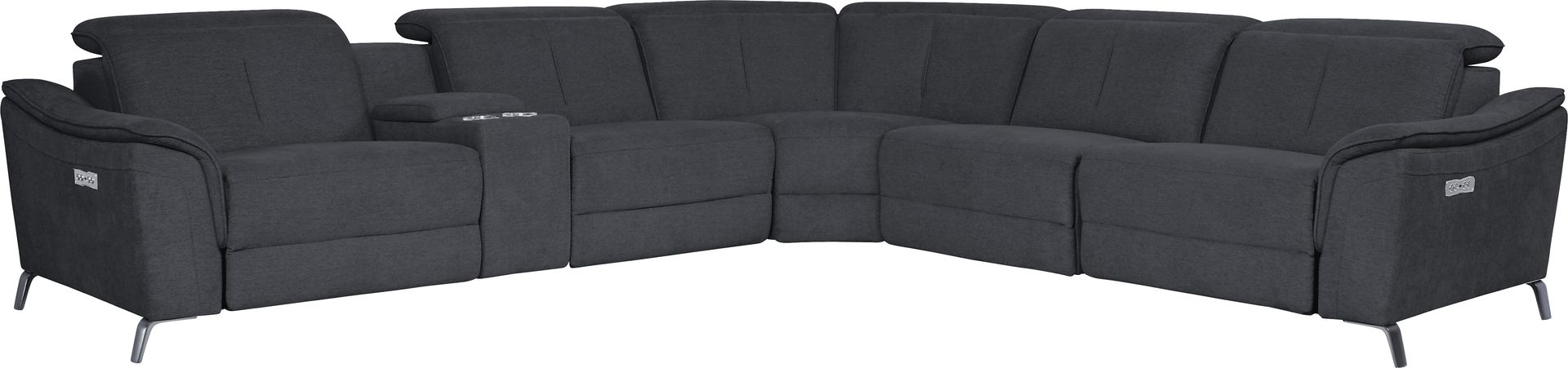 Turano Midnight 6 Pc Dual Power Reclining Sectional - Image 1