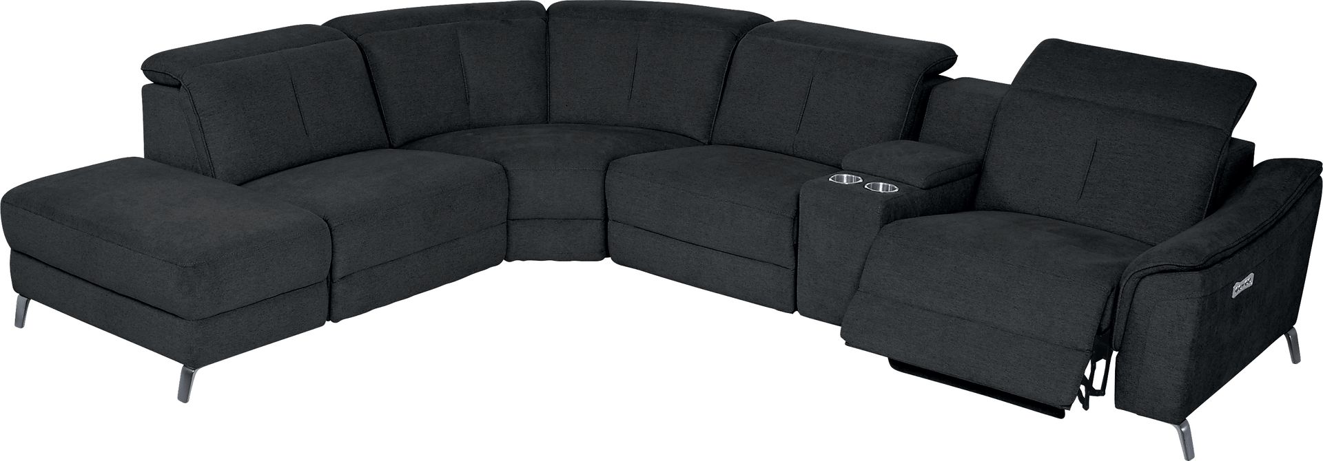 Turano Midnight 6 Pc Dual Power Reclining Sectional - Image 3
