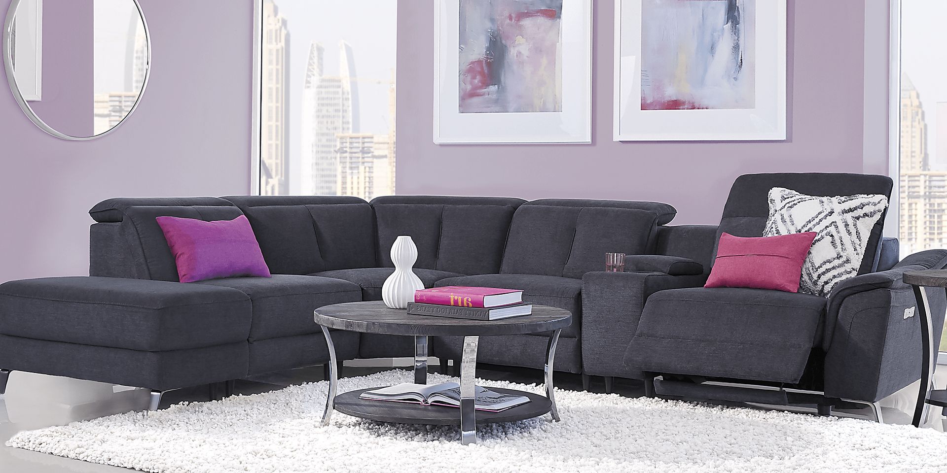 Turano Midnight 6 Pc Dual Power Reclining Sectional - Image 2