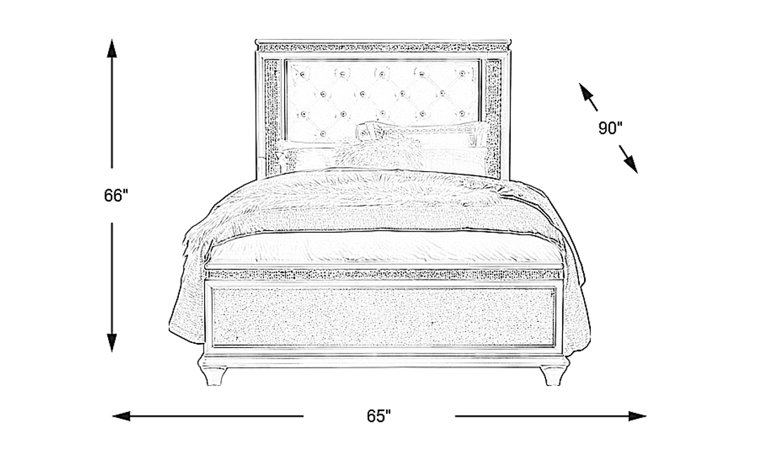 Vegas White 3 Pc Queen Panel Bed