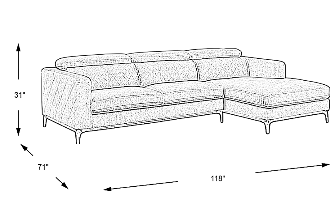 Via Sorrento 2 Pc Left Arm Chaise Sectional