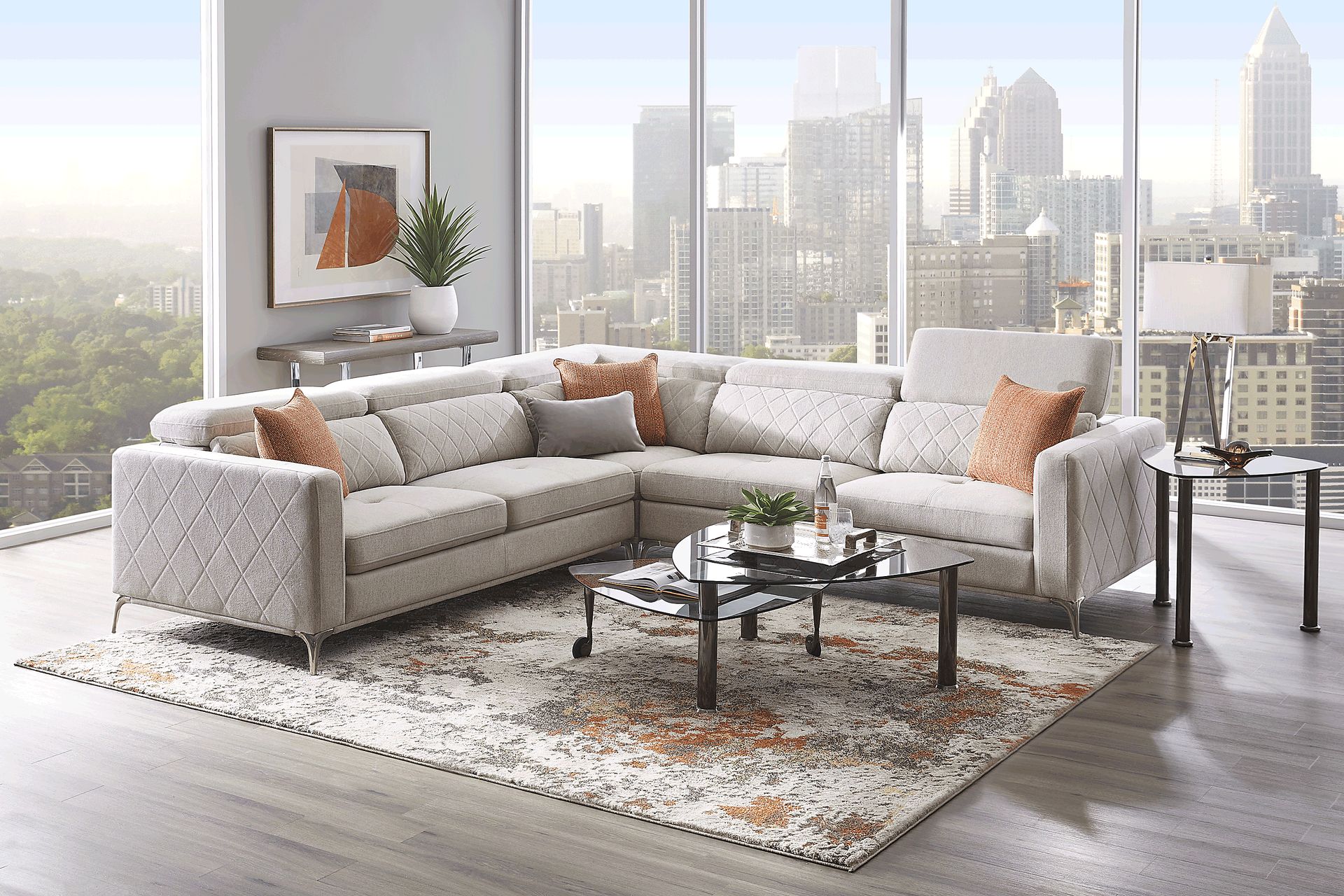 Via Sorrento Dove 3 Pc Sectional - Image 2