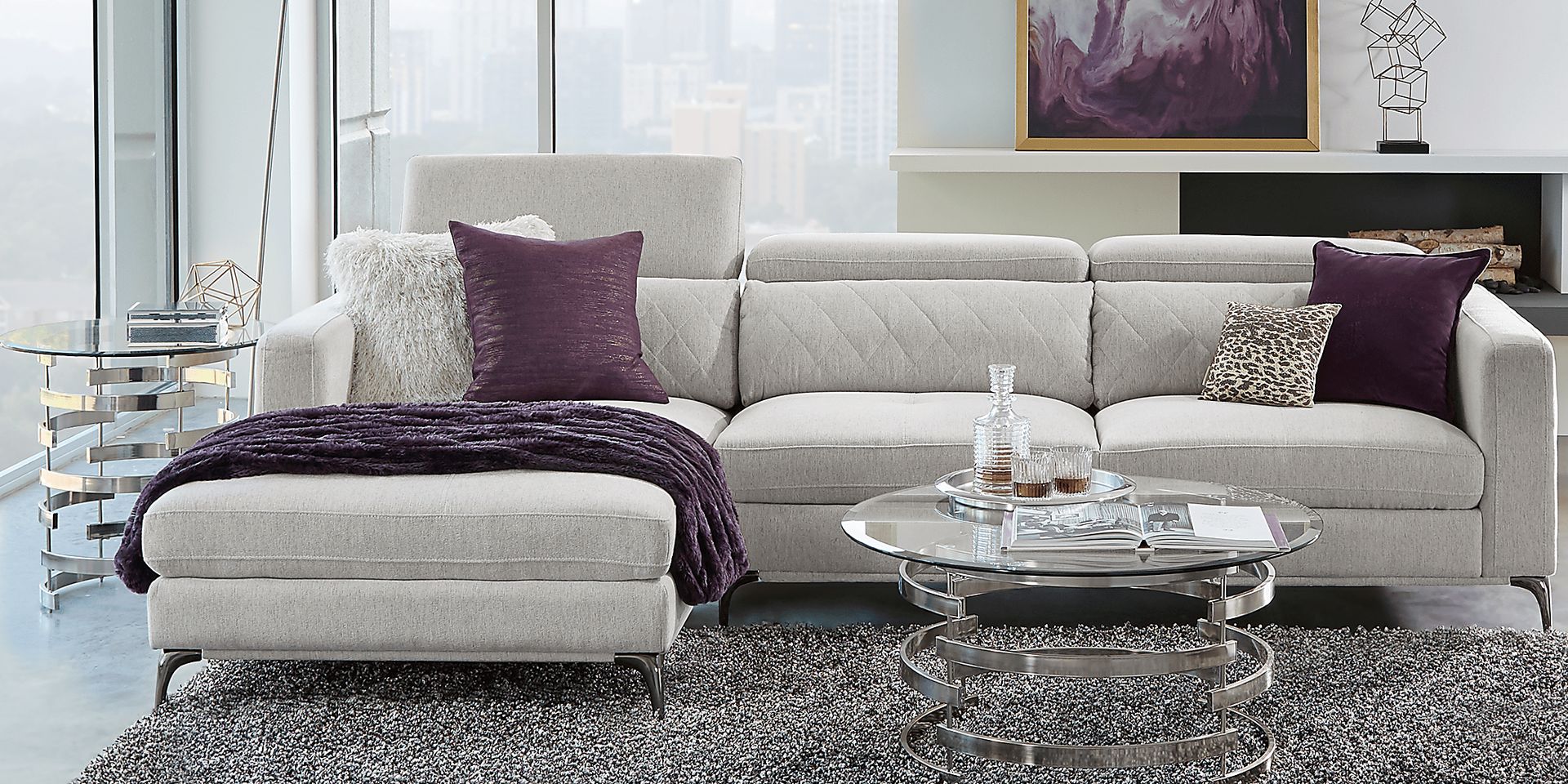 Via Sorrento Dove 5 Pc Sectional Living Room - Image 1