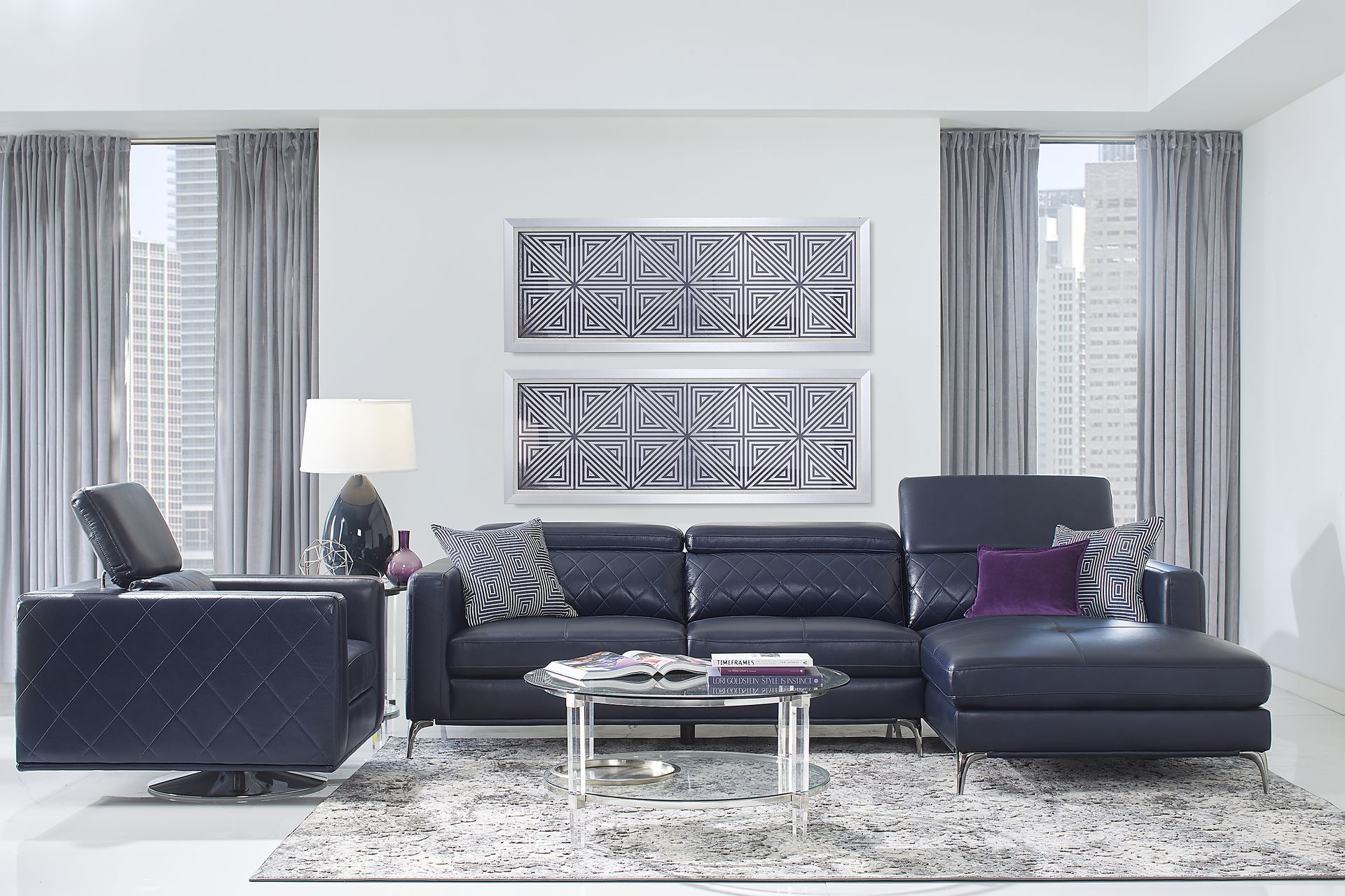 Via Sorrento Navy 2 Pc Sectional - Image 2