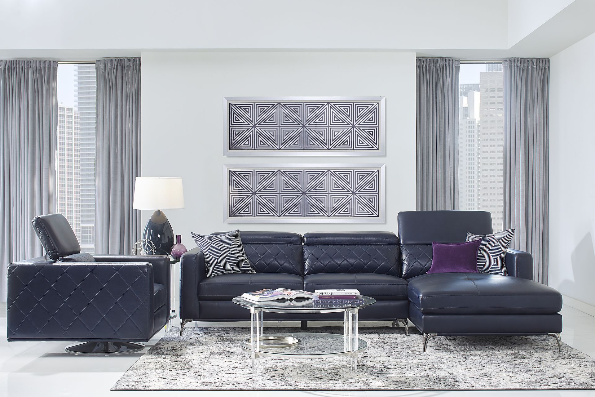 Via Sorrento Navy 2 Pc Sectional - Image 2