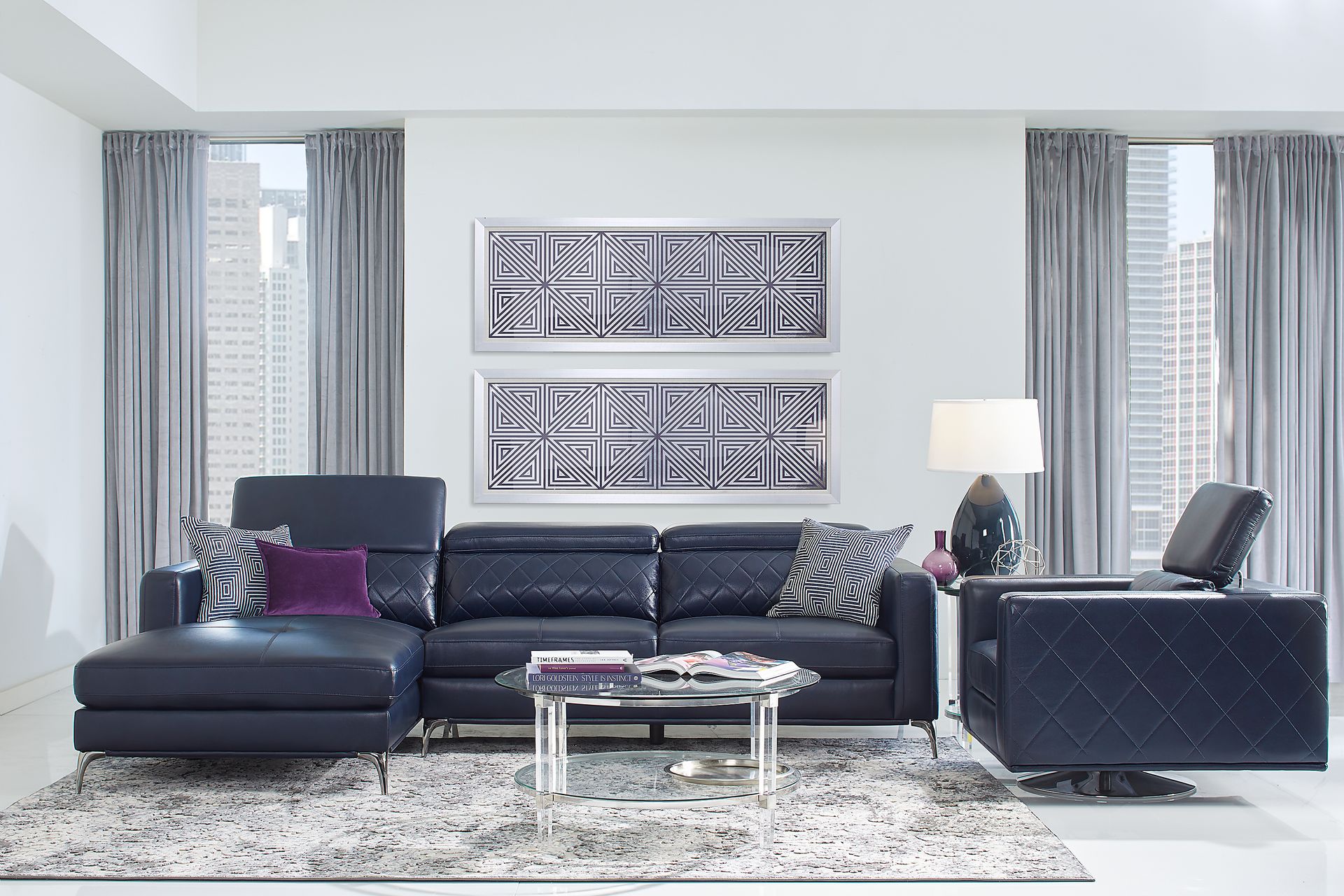 Via Sorrento Navy 2 Pc Sectional - Image 2