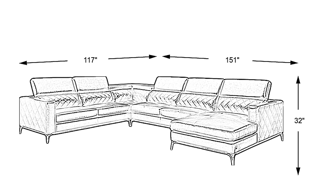 Via Sorrento 4 Pc Right Arm Chaise Sectional