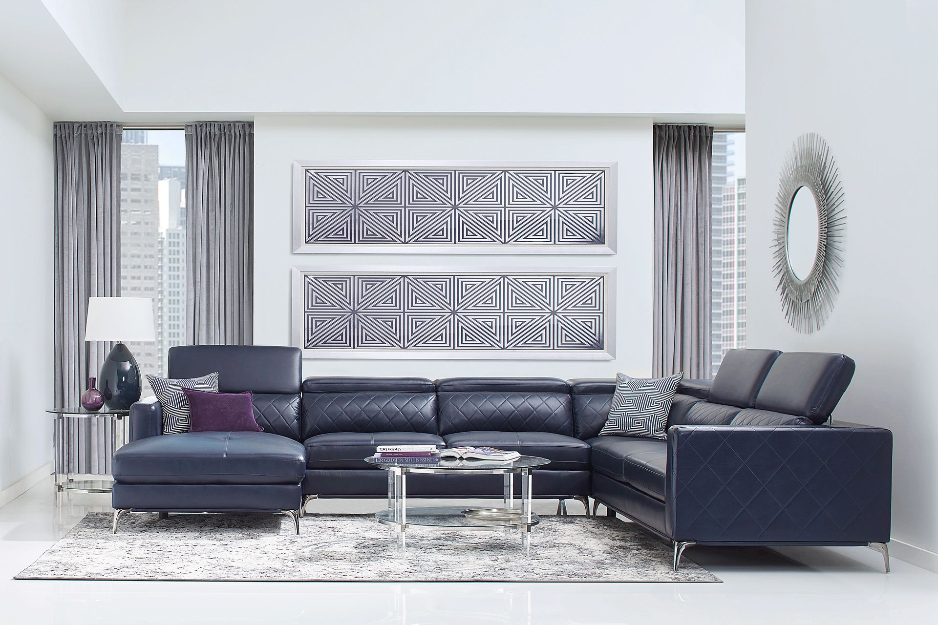 Via Sorrento Navy 4 Pc Sectional - Image 2