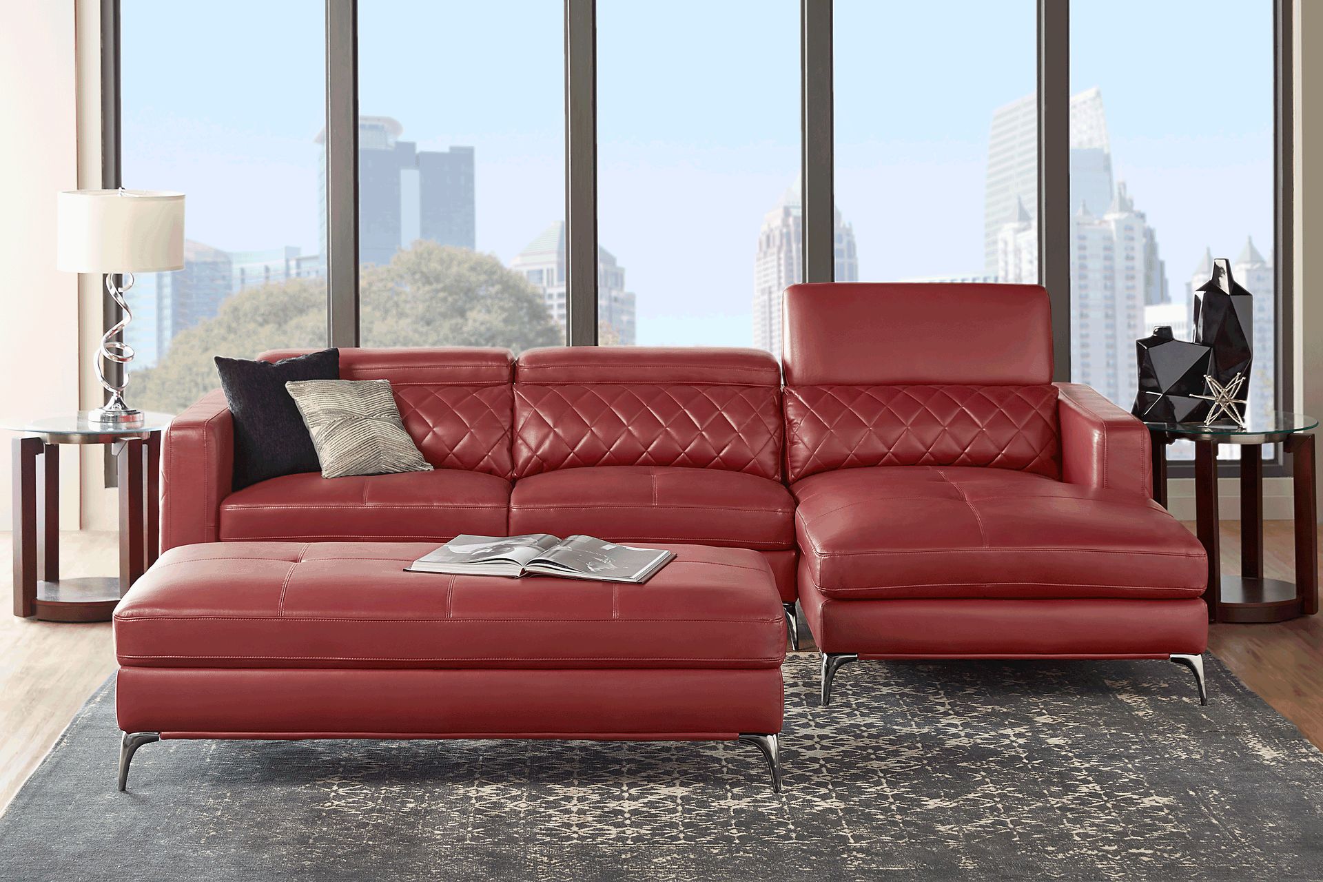 Via Sorrento Red 3 Pc Sectional Living Room - Image 1