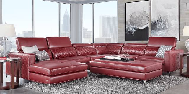 Via Sorrento Red 4 Pc Sectional - Thumbnail - Image 2