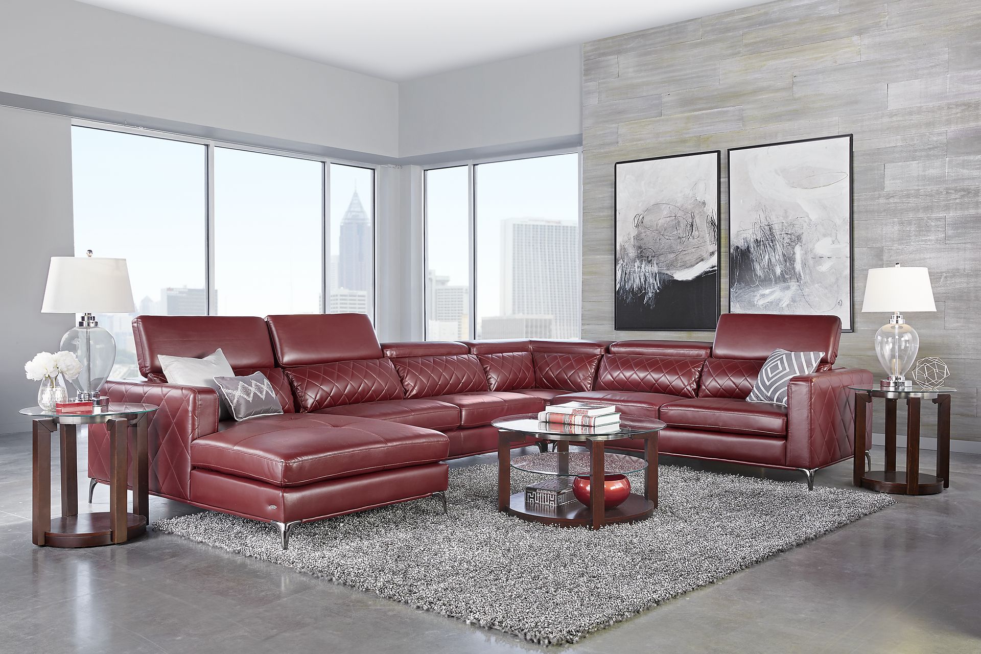 Via Sorrento Red 4 Pc Sectional - Image 2