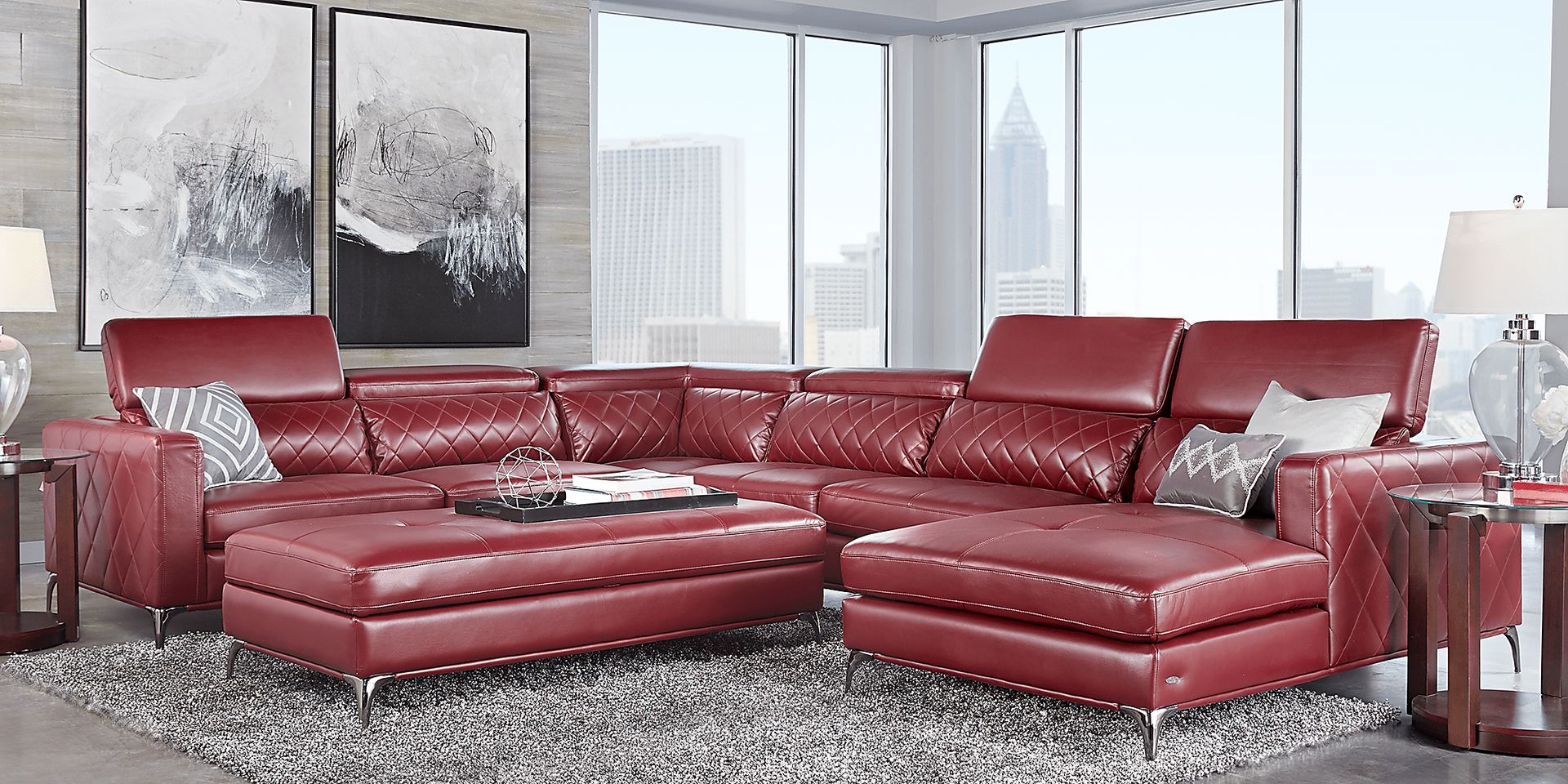 Via Sorrento Red 5 Pc Sectional Living Room - Image 1