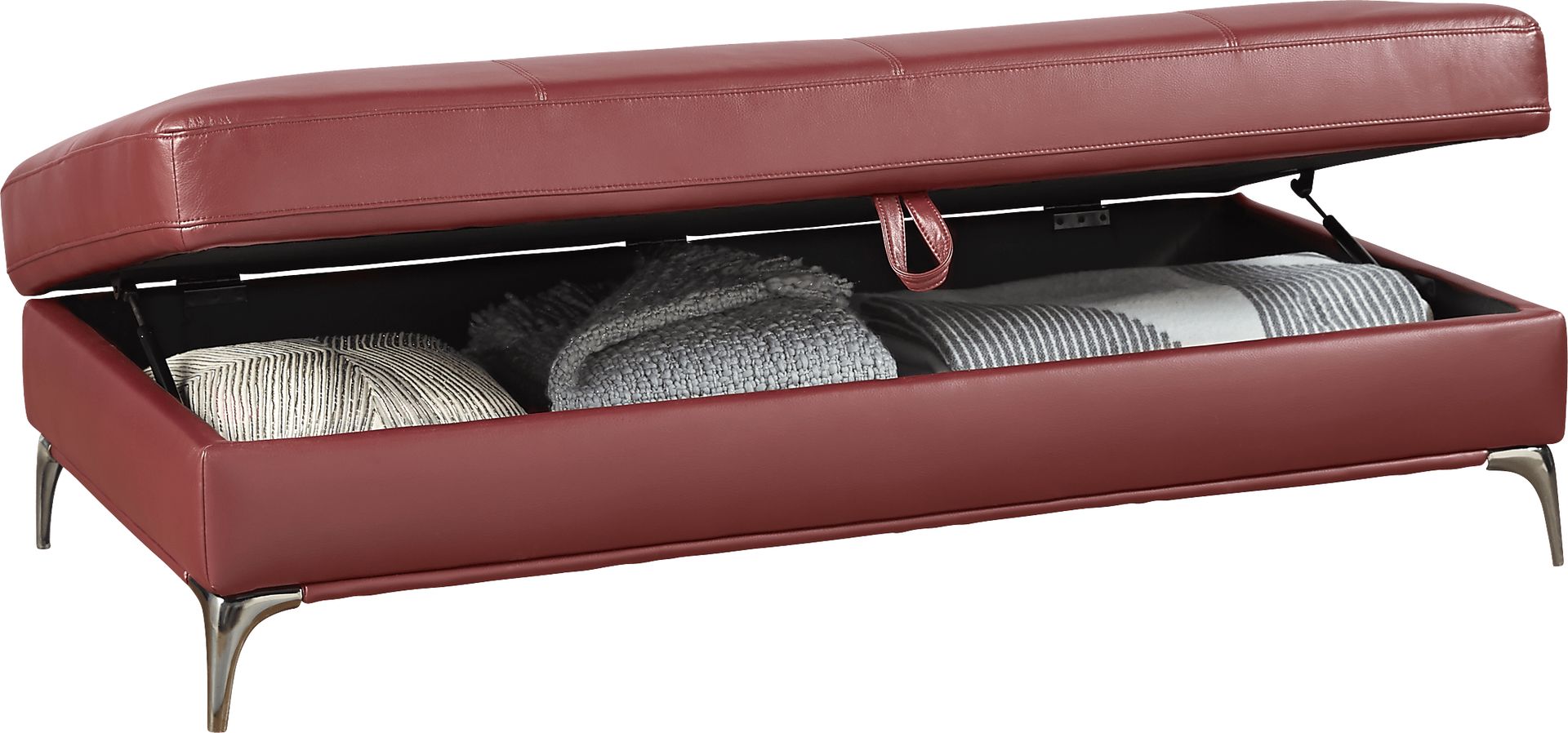 Via Sorrento Red Storage Ottoman - Image 2