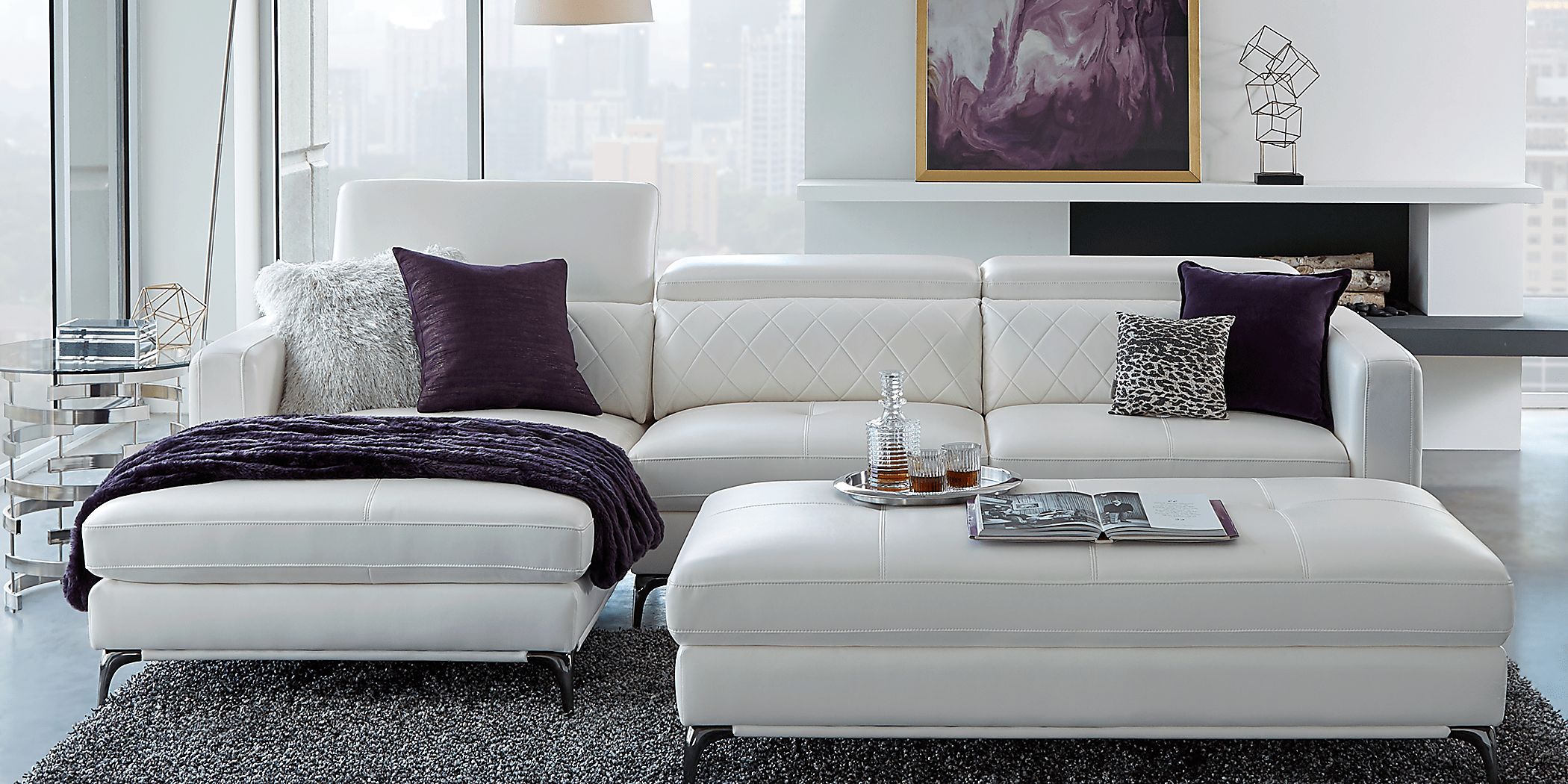 White sectional deals rooms to go