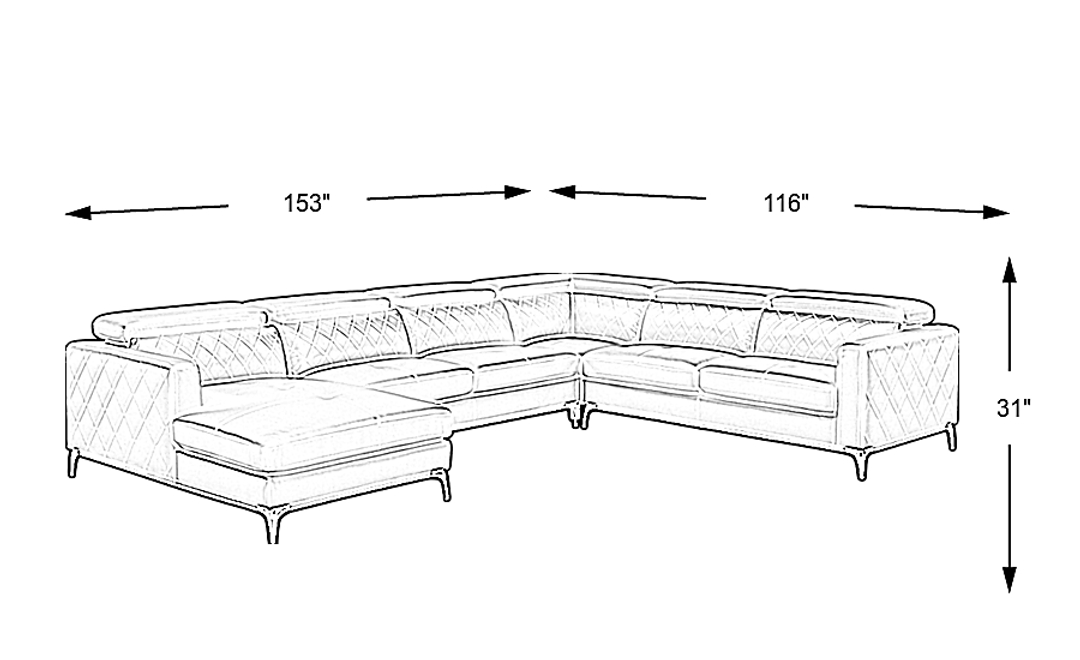 Via Sorrento White 4 Pc Sectional
