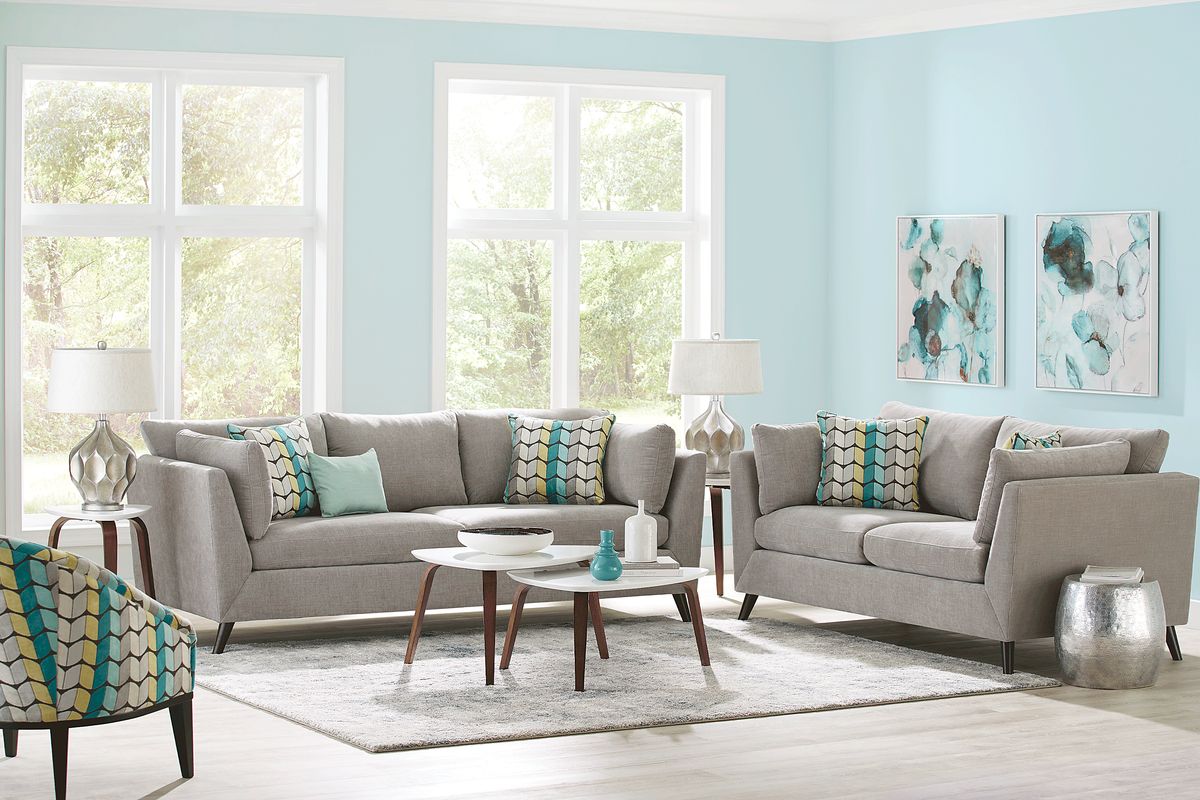 Sofia Vergara West Loft 8 Pc Dove Gray Chenille Fabric Living Room Set ...