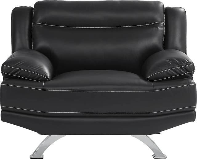 Zamora Black Leather Chair - Thumbnail - Image 3