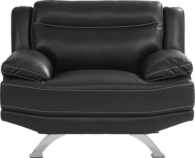 Zamora Black Leather 2 Pc Living Room - Thumbnail - Image 6