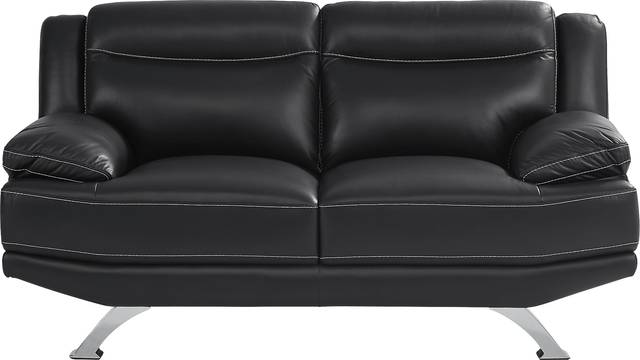 Zamora Black Leather Loveseat - Thumbnail - Image 1