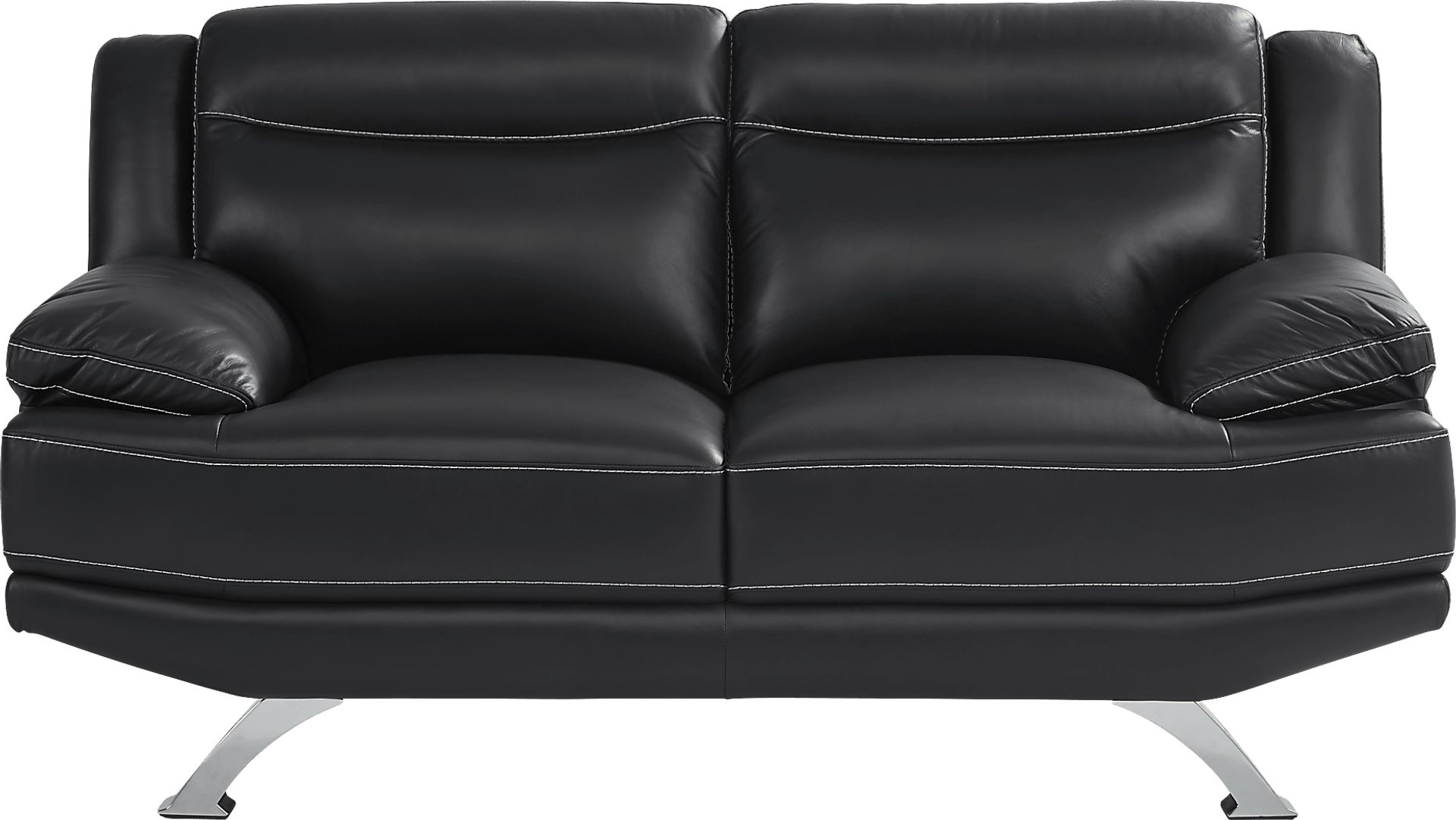 Zamora Black Leather Loveseat - Image 1