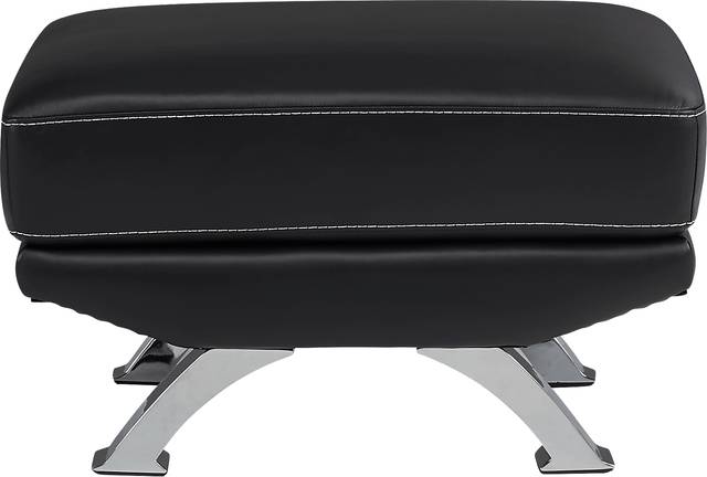 Zamora Black Leather Ottoman - Thumbnail - Image 2