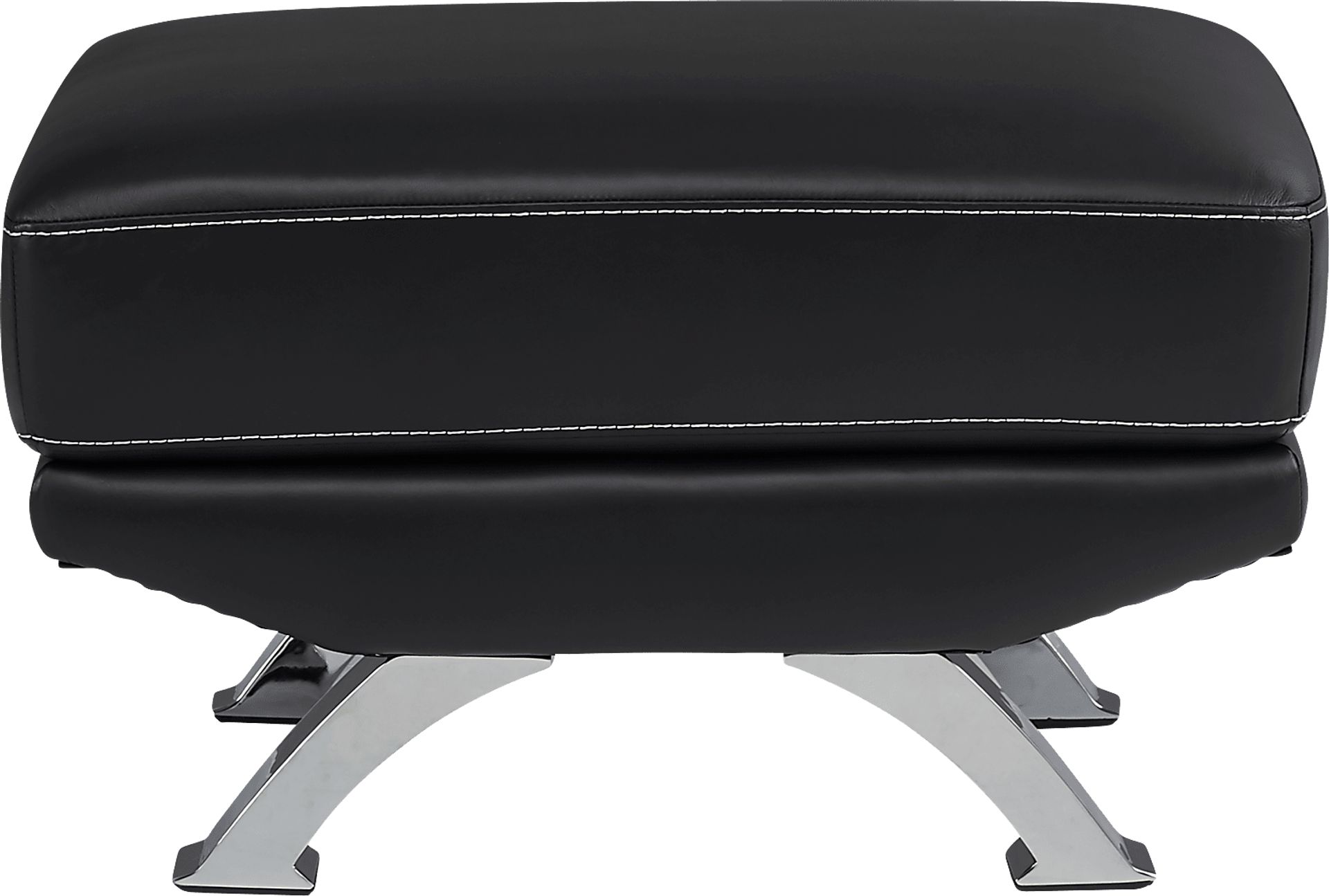 Zamora Black Leather Ottoman - Image 2
