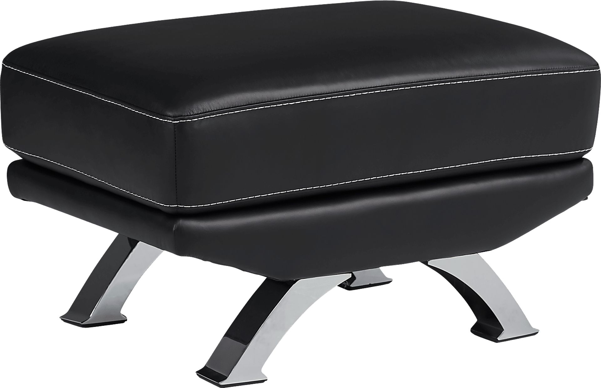 Zamora Black Leather Ottoman - Image 1