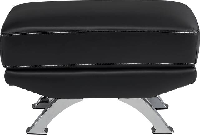 Zamora Black Leather Ottoman - Thumbnail - Image 2