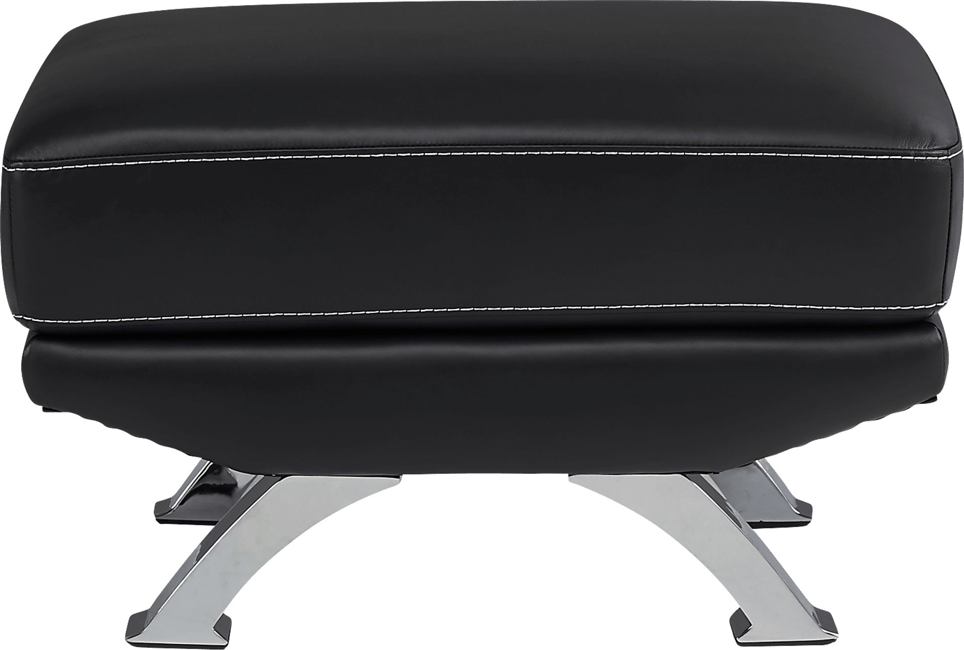 Zamora Black Leather Ottoman - Image 2