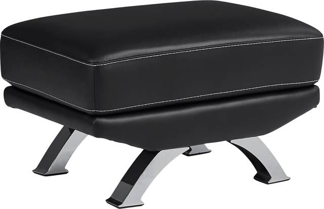 Zamora Black Leather Ottoman - Thumbnail - Image 1
