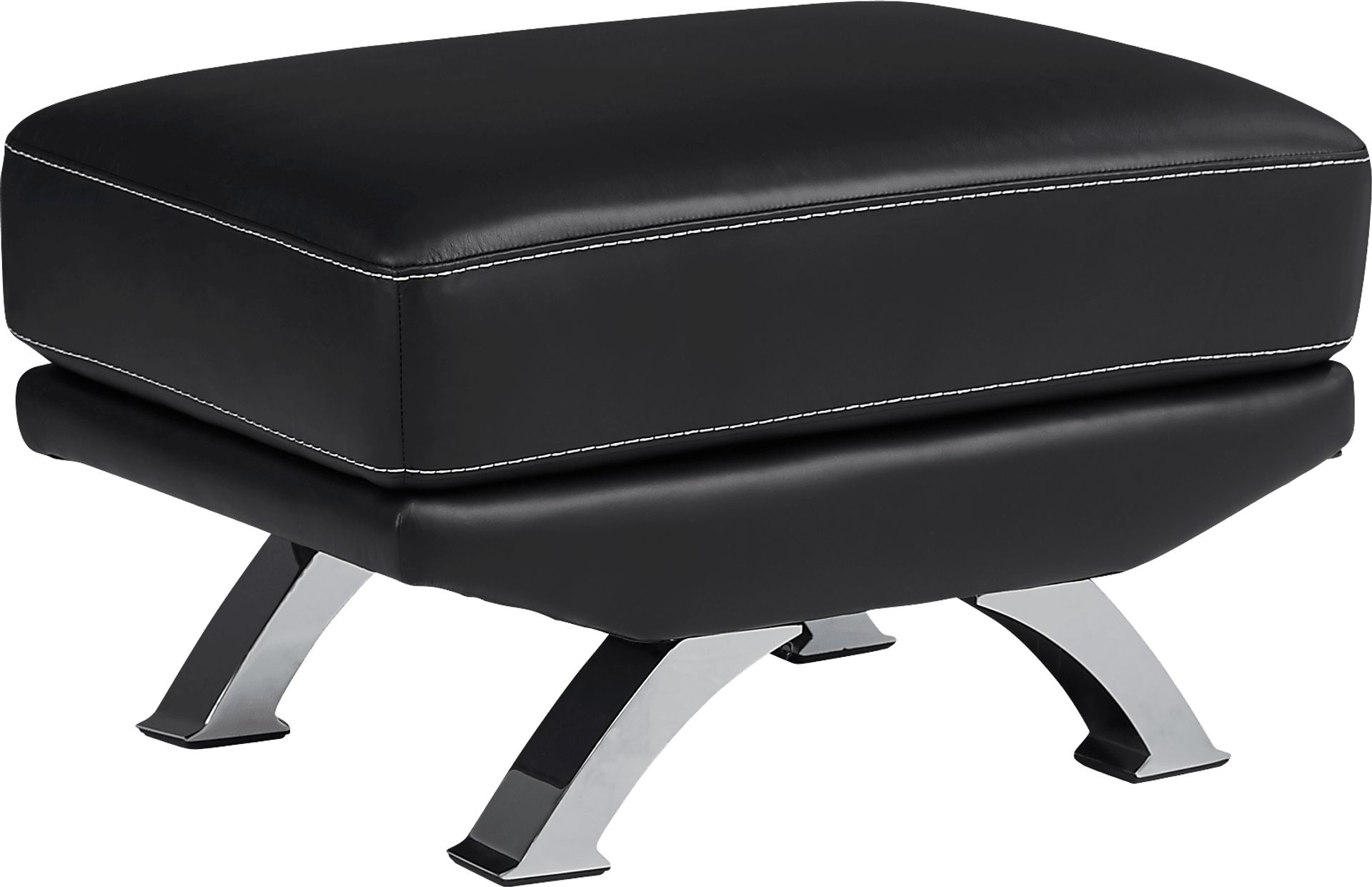 Zamora Black Leather Ottoman - Image 1