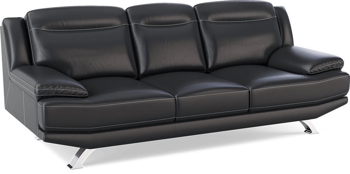 Sofia Vergara Zamora 5 Pc Black Leather Living Room Set With Sofa