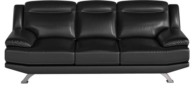 Zamora Black Leather Sofa - Thumbnail - Image 1