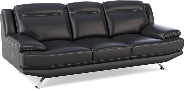 Zamora Black Leather 2 Pc Living Room - Thumbnail - Image 3