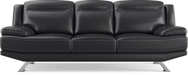 Zamora Black Leather 2 Pc Living Room - Thumbnail - Image 2