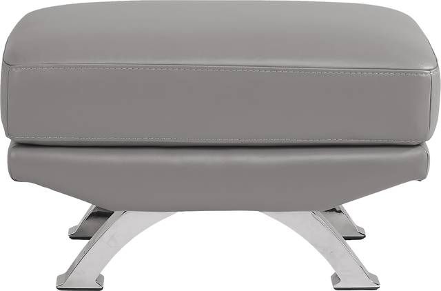 Zamora Gray Leather Ottoman - Thumbnail - Image 2