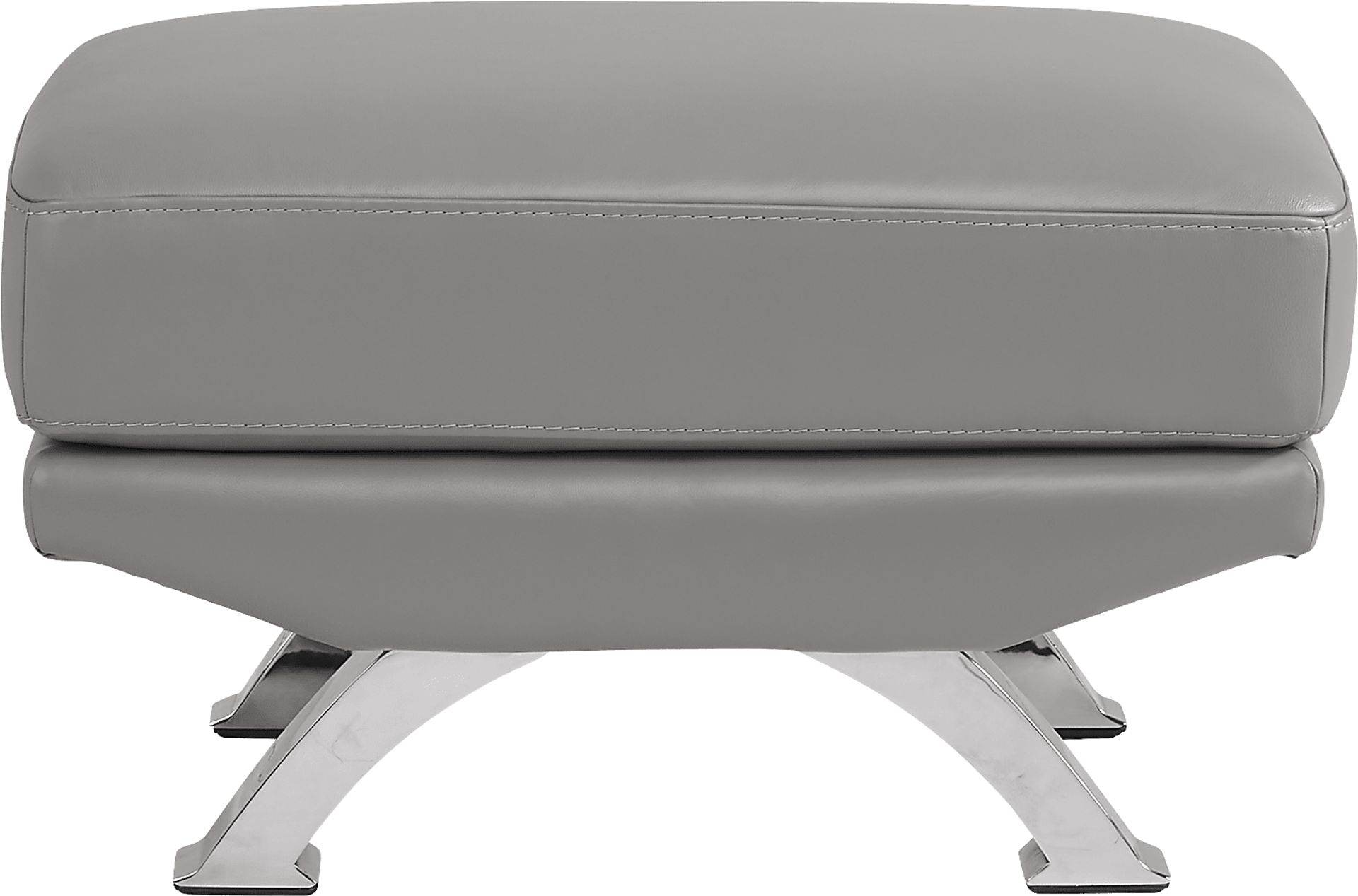 Zamora Gray Leather Ottoman - Image 2