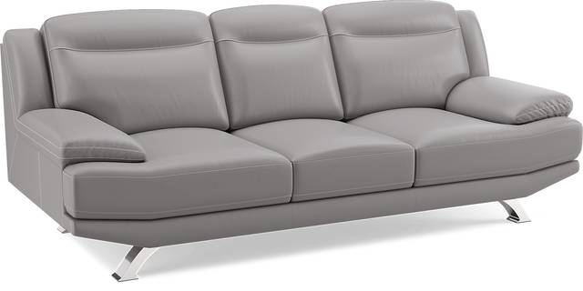 Zamora Gray Leather Sofa - Thumbnail - Image 3
