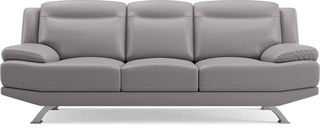 Zamora Gray Leather Sofa - Thumbnail - Image 1
