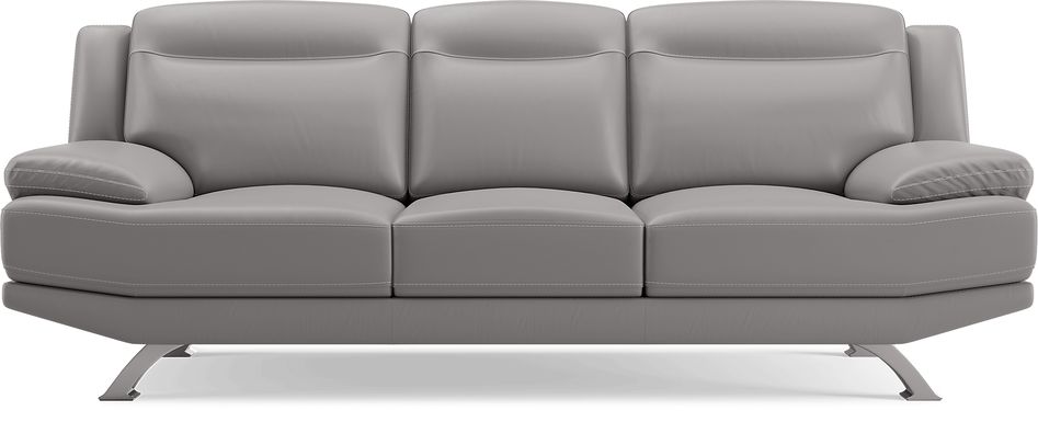 Zamora Gray Leather Sofa
