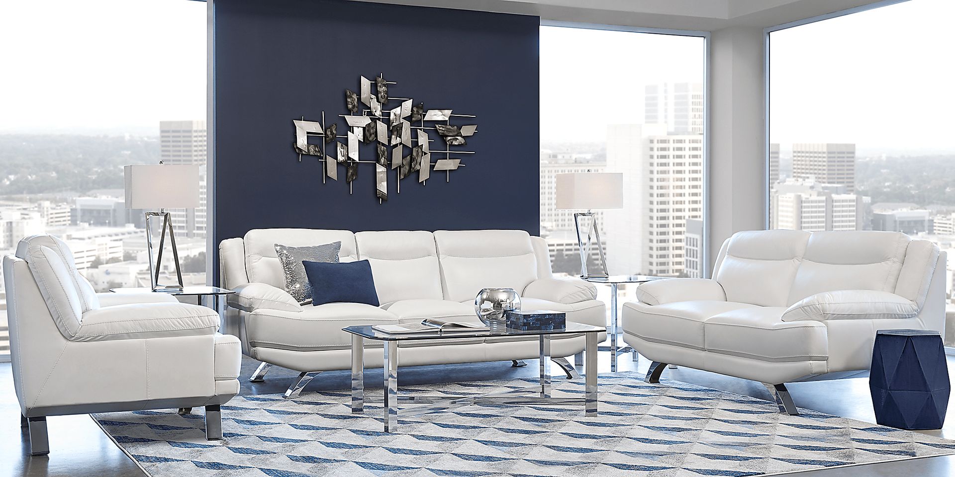 Sofia Vergara Zamora White Leather Sofa Rooms to Go
