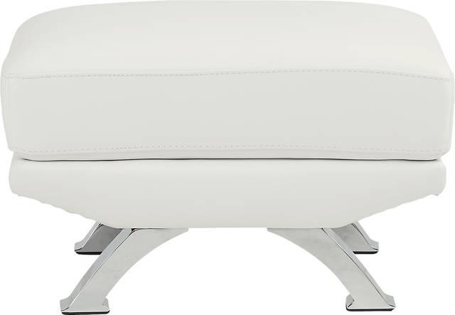 Zamora White Leather Ottoman - Thumbnail - Image 2