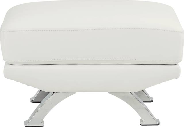 Zamora White Leather Ottoman - Thumbnail - Image 2