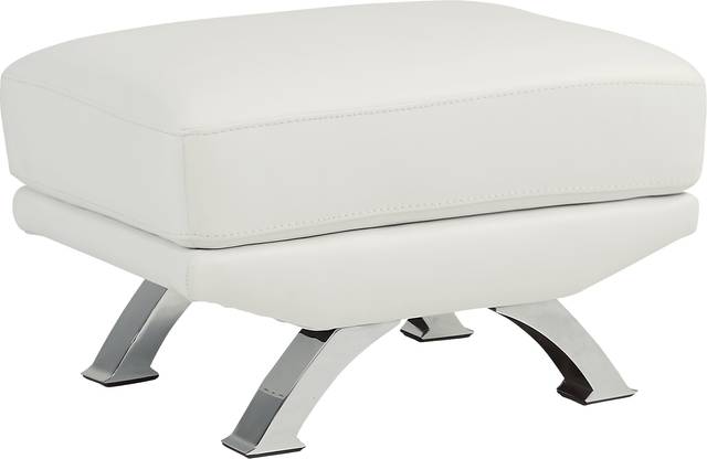Zamora White Leather Ottoman - Thumbnail - Image 1