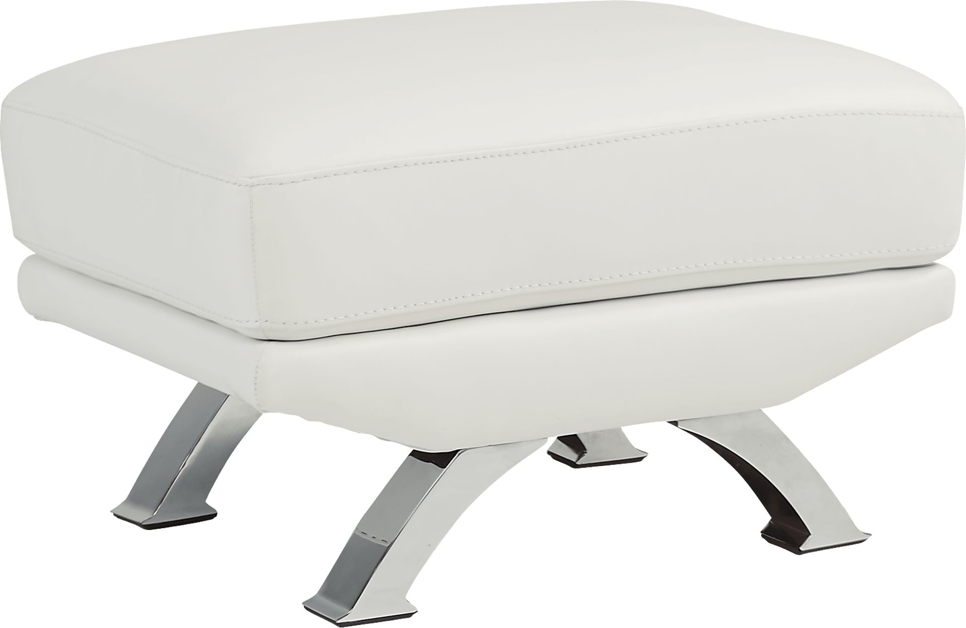 Zamora White Leather Ottoman - Image 1