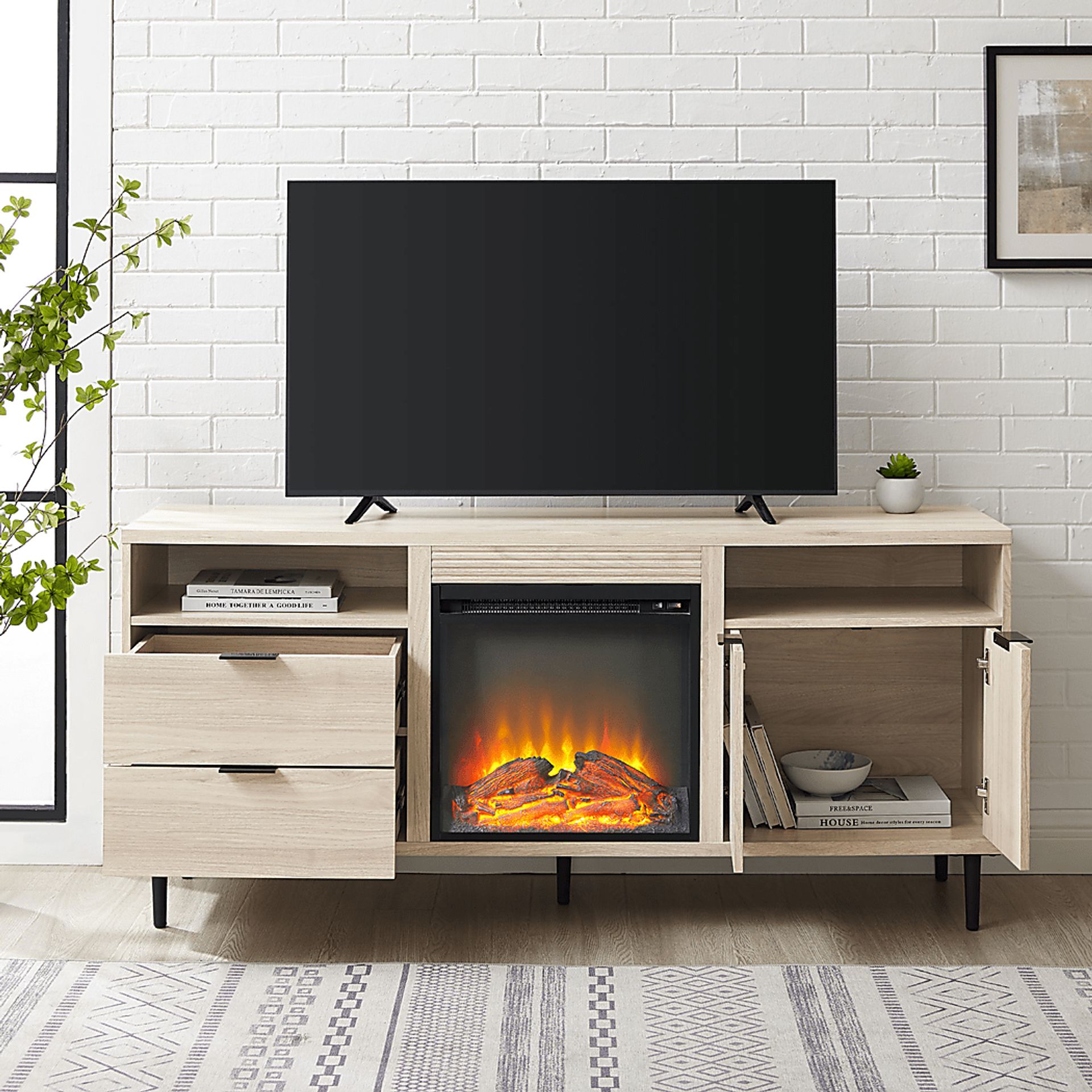 Sofley Birch 60 in. Console With Electric Fireplace - Image 6