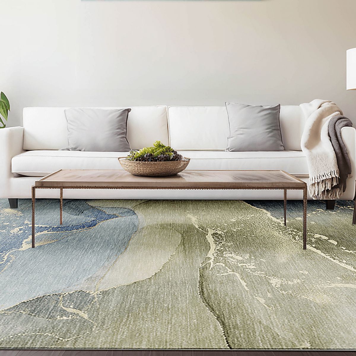 Softy La Seneca Sky Blue Polyester Fabric Rug | Rooms to Go