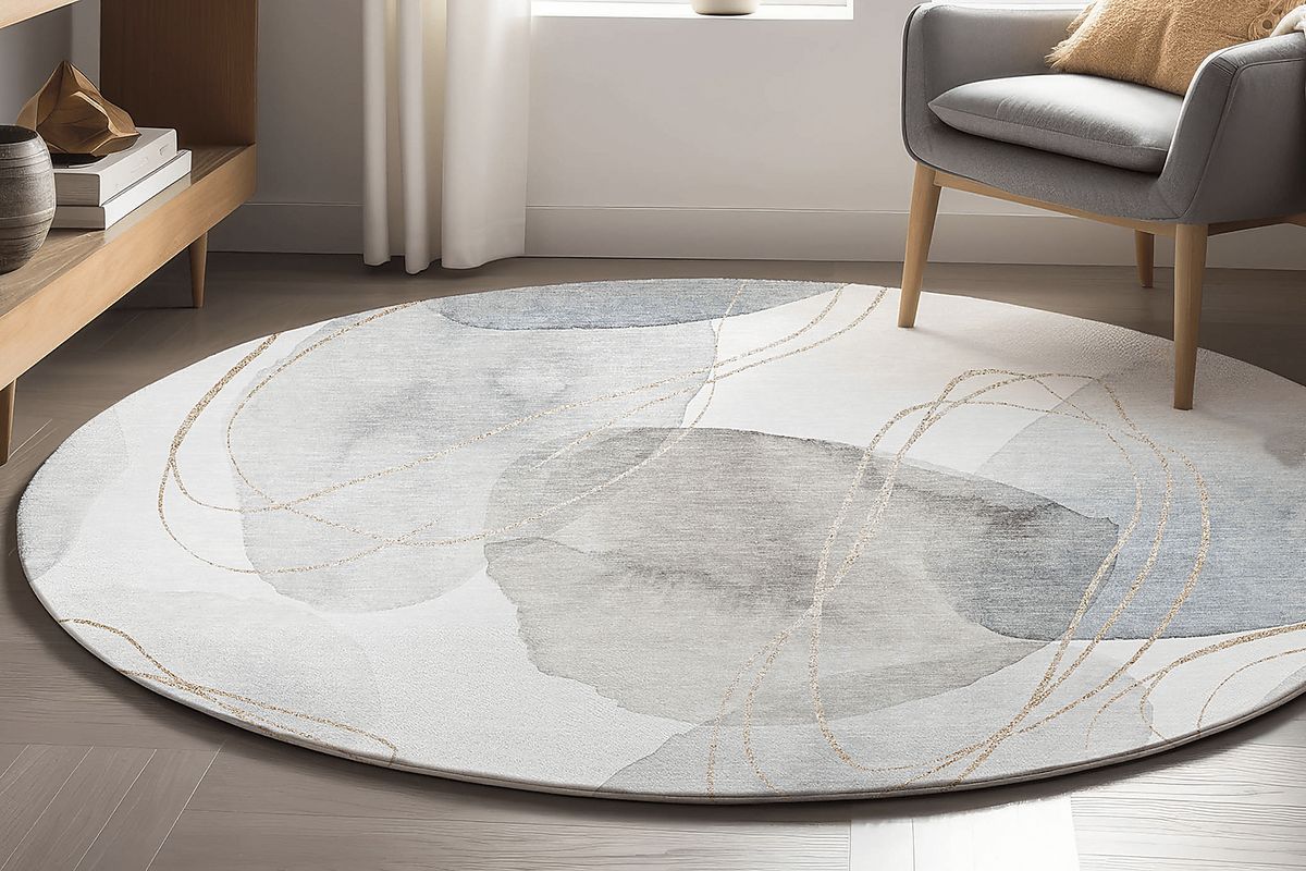Softy Sheltinella Pearl Beige Polyester Fabric Rug | Rooms to Go