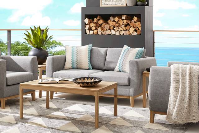 Soho Gray 4 Pc Outdoor Loveseat Seating Set with Gray Cushions - Thumbnail - Image 1